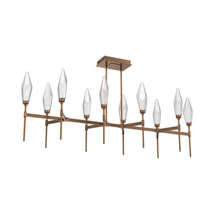 Rock Crystal Belvedere Linear LED Chandelier in Oil Rubbed Bronze/Clear Blown Glass (66.8-Inch).