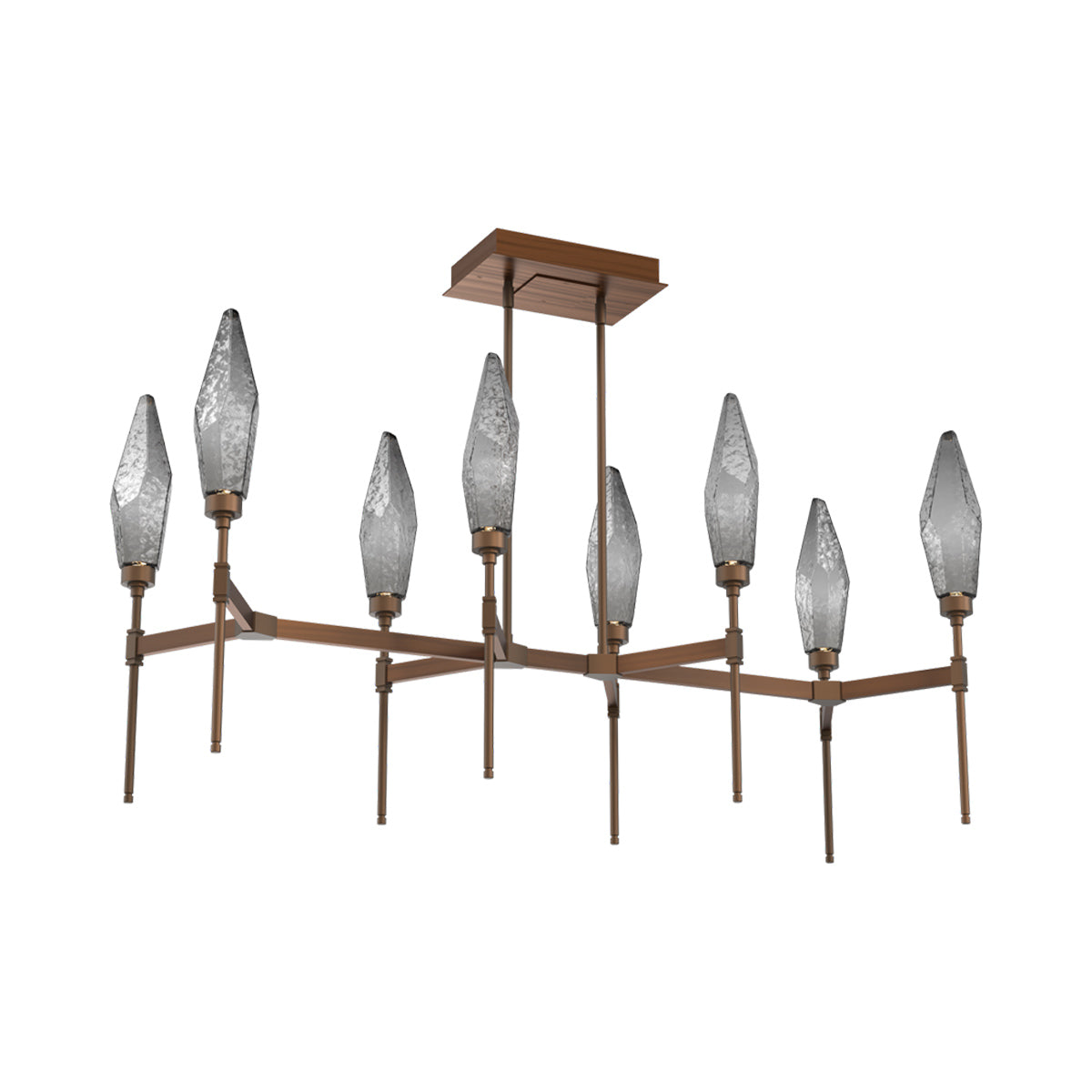 Rock Crystal Belvedere Linear LED Chandelier in Oil Rubbed Bronze/Smoke Blown Glass (47.4-Inch).