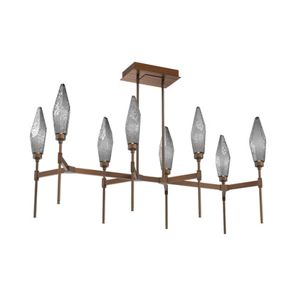 Rock Crystal Belvedere Linear LED Chandelier in Oil Rubbed Bronze/Smoke Blown Glass (47.4-Inch).