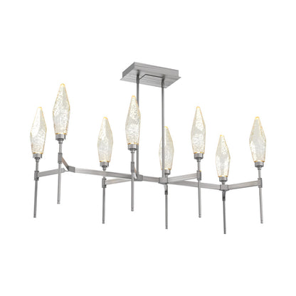 Rock Crystal Belvedere Linear LED Chandelier in Satin Nickel/Amber Blown Glass (47.4-Inch).