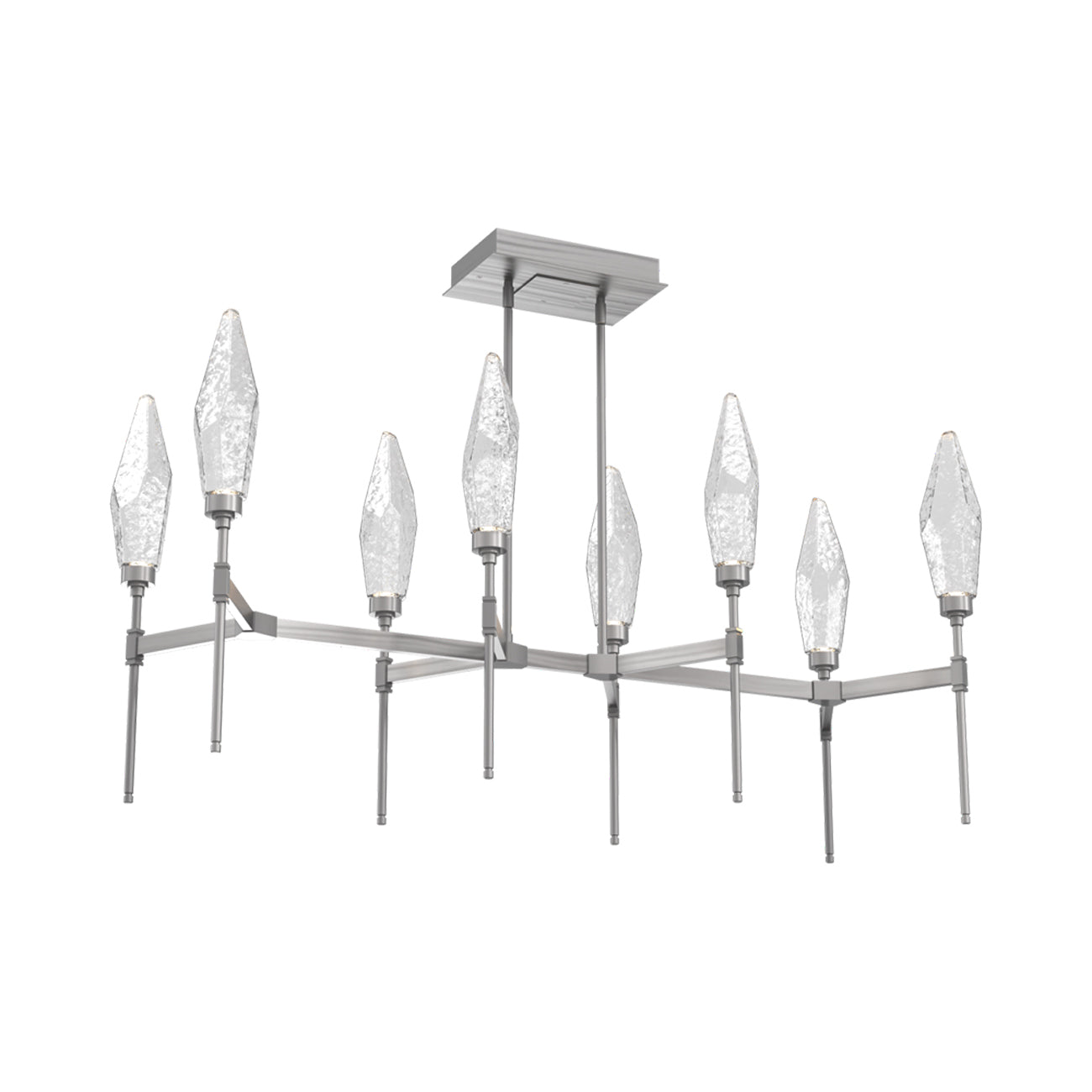 Rock Crystal Belvedere Linear LED Chandelier in Satin Nickel/Clear Blown Glass (47.4-Inch).