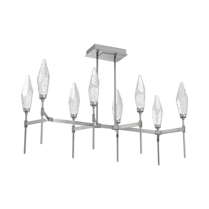 Rock Crystal Belvedere Linear LED Chandelier in Satin Nickel/Clear Blown Glass (47.4-Inch).