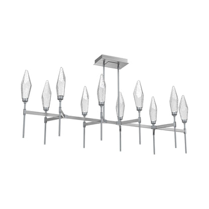 Rock Crystal Belvedere Linear LED Chandelier in Satin Nickel/Clear Blown Glass (66.8-Inch).