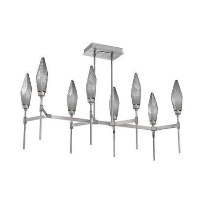 Rock Crystal Belvedere Linear LED Chandelier in Satin Nickel/Smoke Blown Glass (47.4-Inch).