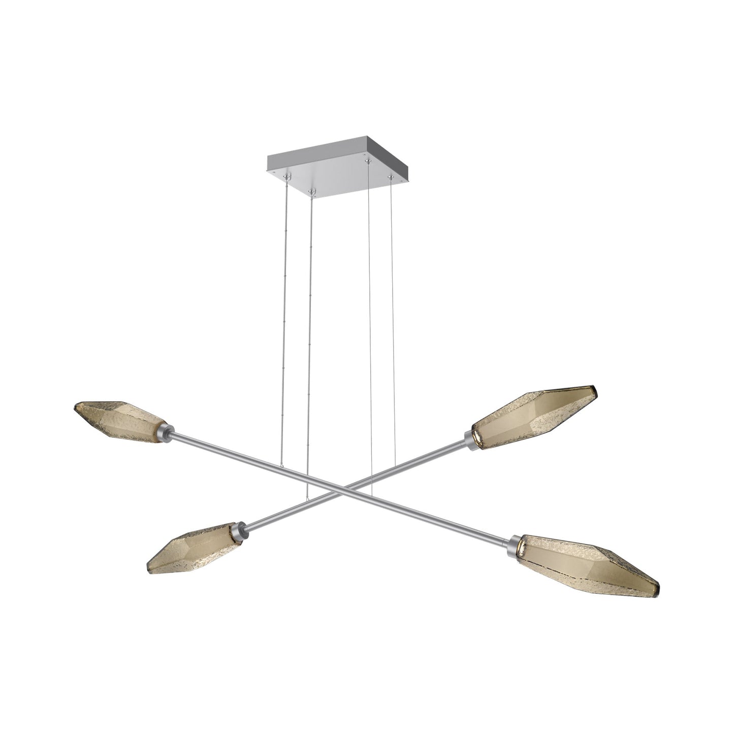 Rock Crystal Double Moda Linear LED Chandelier in Classic Silver/Bronze Blown Glass.