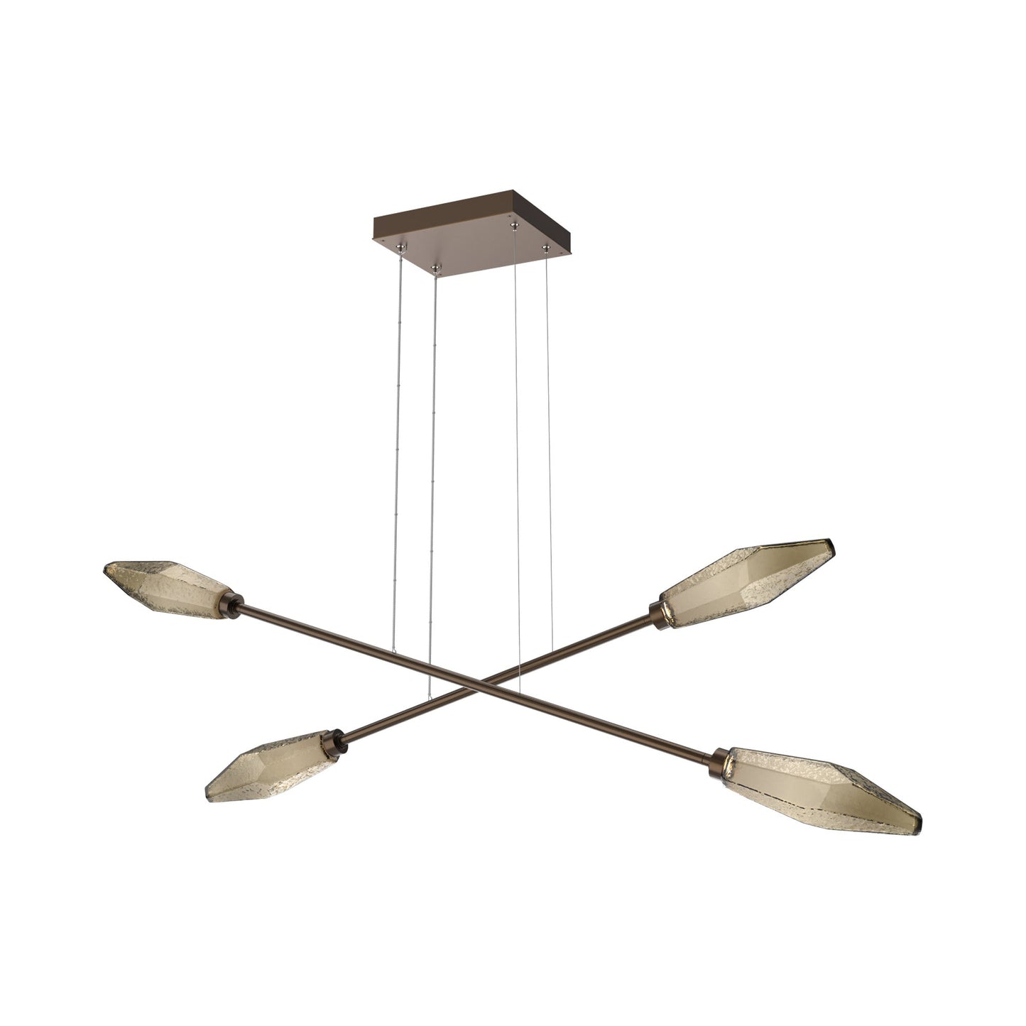 Rock Crystal Double Moda Linear LED Chandelier in Flat Bronze/Bronze Blown Glass.