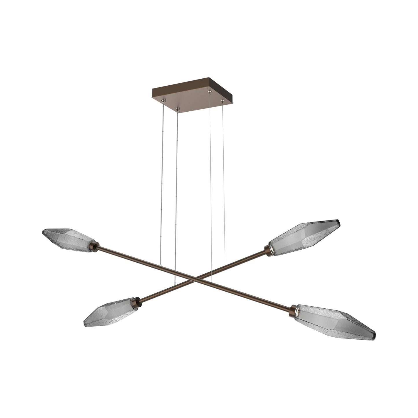 Rock Crystal Double Moda Linear LED Chandelier in Flat Bronze/Smoke Blown Glass.
