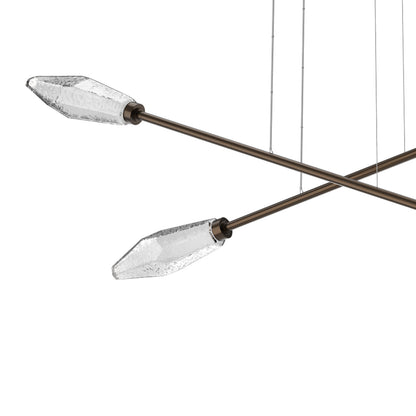Rock Crystal Double Moda Linear LED Chandelier in Detail.