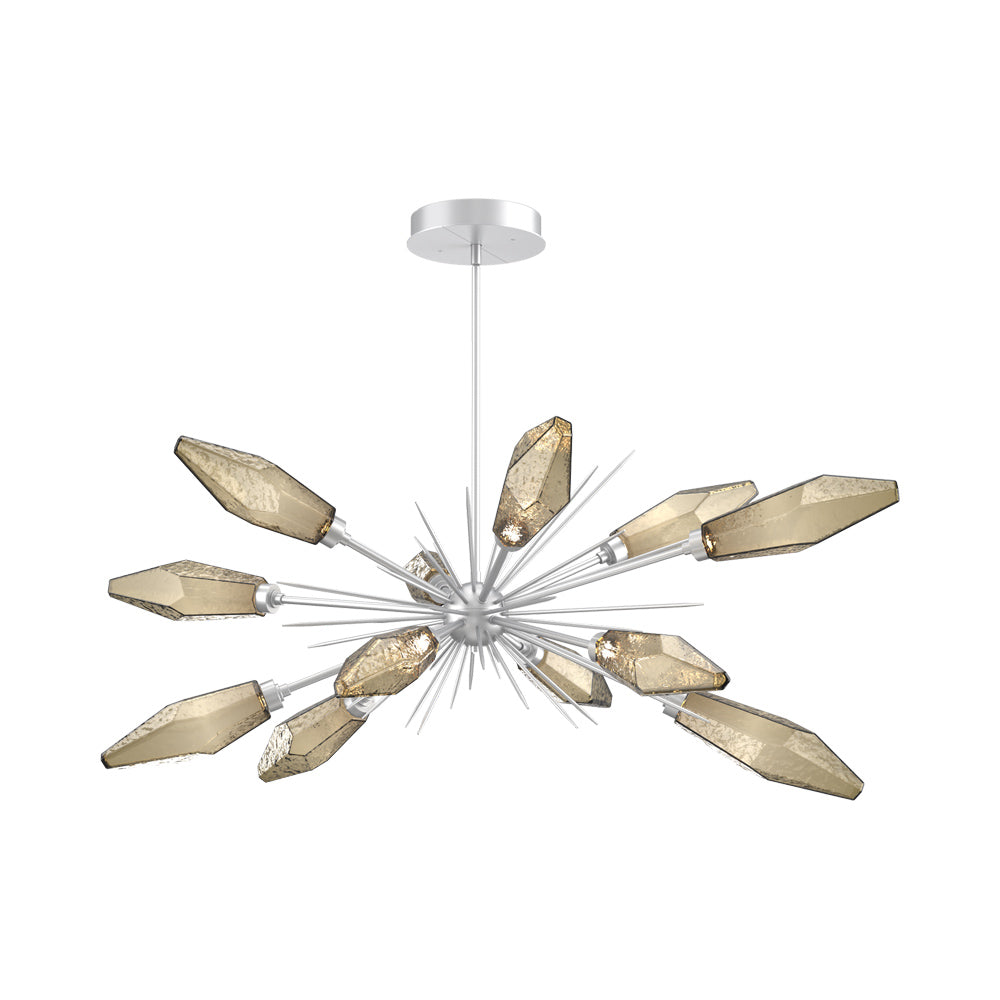 Rock Crystal Oval Starburst LED Chandelier in Classic Silver/Bronze Blown Glass.