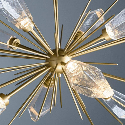 Rock Crystal Oval Starburst LED Chandelier in Detail.