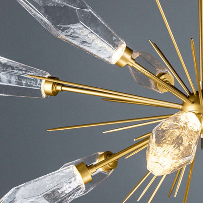 Rock Crystal Oval Starburst LED Chandelier in Detail.