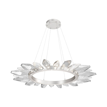 Rock Crystal Radial Ring LED Chandelier in Beige Silver/Clear Blown Glass (56.4-Inch).
