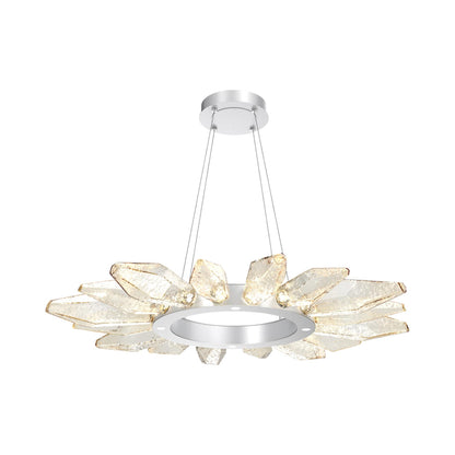 Rock Crystal Radial Ring LED Chandelier in Classic Silver/Amber Blown Glass (41.9-Inch).