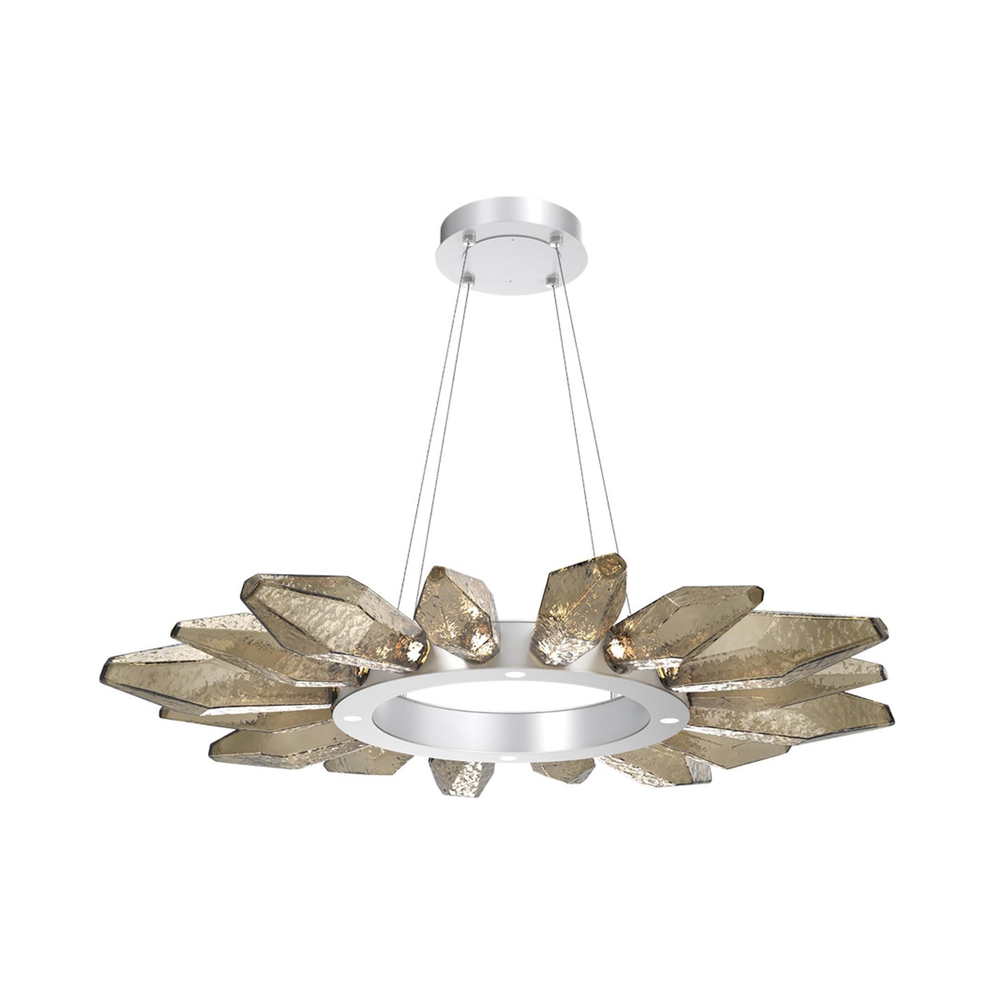 Rock Crystal Radial Ring LED Chandelier in Classic Silver/Bronze Blown Glass (41.9-Inch).
