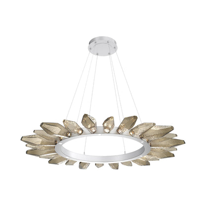 Rock Crystal Radial Ring LED Chandelier in Classic Silver/Bronze Blown Glass (56.4-Inch).