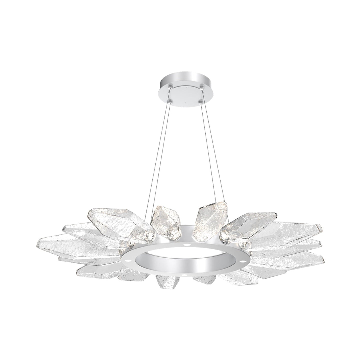 Rock Crystal Radial Ring LED Chandelier in Classic Silver/Clear Blown Glass (41.9-Inch).