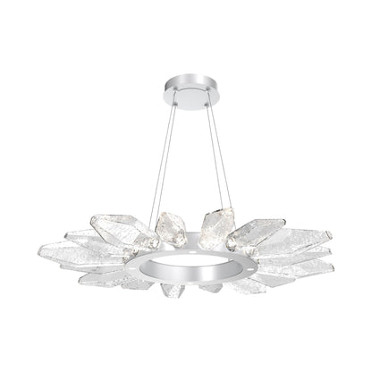 Rock Crystal Radial Ring LED Chandelier in Classic Silver/Clear Blown Glass (41.9-Inch).