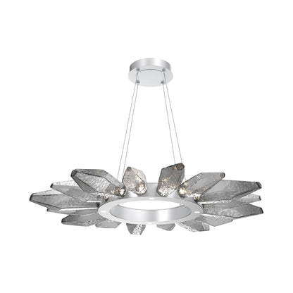 Rock Crystal Radial Ring LED Chandelier in Classic Silver/Smoke Blown Glass (41.9-Inch).