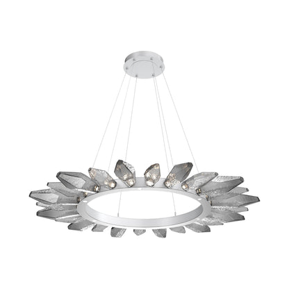 Rock Crystal Radial Ring LED Chandelier in Classic Silver/Smoke Blown Glass (56.4-Inch).