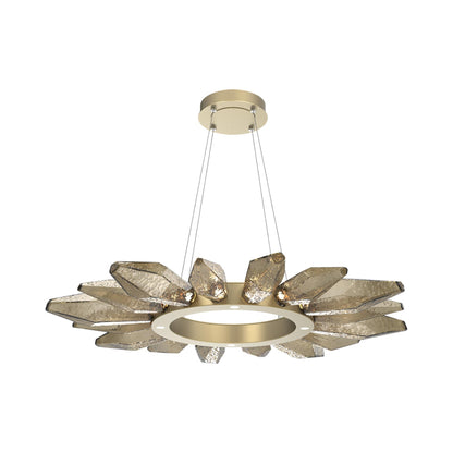 Rock Crystal Radial Ring LED Chandelier in Gilded Brass/Bronze Blown Glass (41.9-Inch).