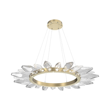 Rock Crystal Radial Ring LED Chandelier in Gilded Brass/Clear Blown Glass (56.4-Inch).