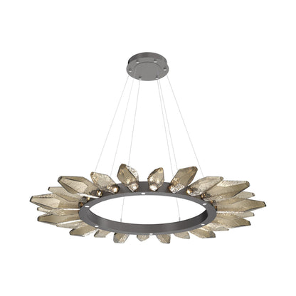 Rock Crystal Radial Ring LED Chandelier in Graphite/Bronze Blown Glass (56.4-Inch).