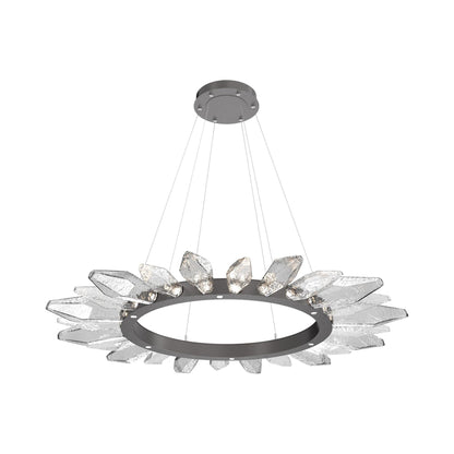Rock Crystal Radial Ring LED Chandelier in Graphite/Clear Blown Glass (56.4-Inch).