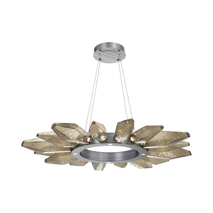 Rock Crystal Radial Ring LED Chandelier in Gunmetal/Bronze Blown Glass (41.9-Inch).