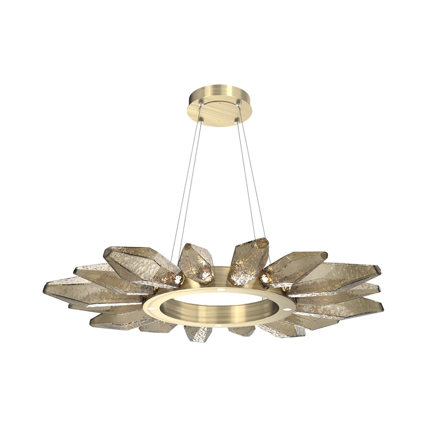 Rock Crystal Radial Ring LED Chandelier in Heritage Brass/Bronze Blown Glass (41.9-Inch).