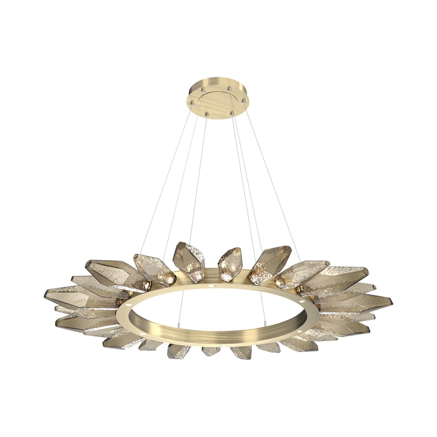 Rock Crystal Radial Ring LED Chandelier in Heritage Brass/Bronze Blown Glass (56.4-Inch).
