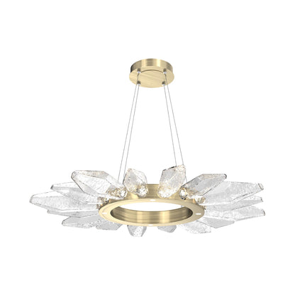 Rock Crystal Radial Ring LED Chandelier in Heritage Brass/Clear Blown Glass (41.9-Inch).