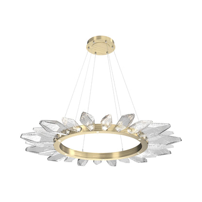 Rock Crystal Radial Ring LED Chandelier in Heritage Brass/Clear Blown Glass (56.4-Inch).
