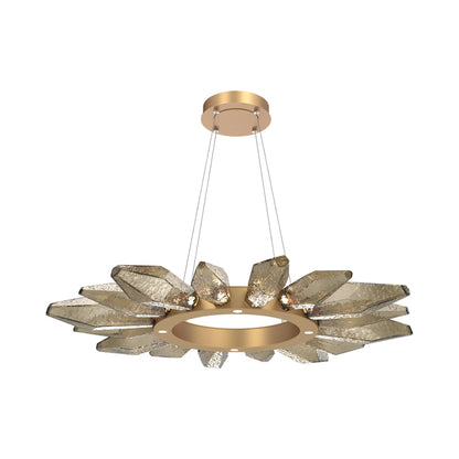 Rock Crystal Radial Ring LED Chandelier in Novel Brass/Bronze Blown Glass (41.9-Inch).