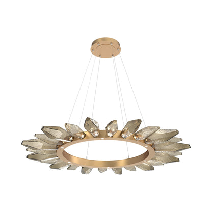 Rock Crystal Radial Ring LED Chandelier in Novel Brass/Bronze Blown Glass (56.4-Inch).