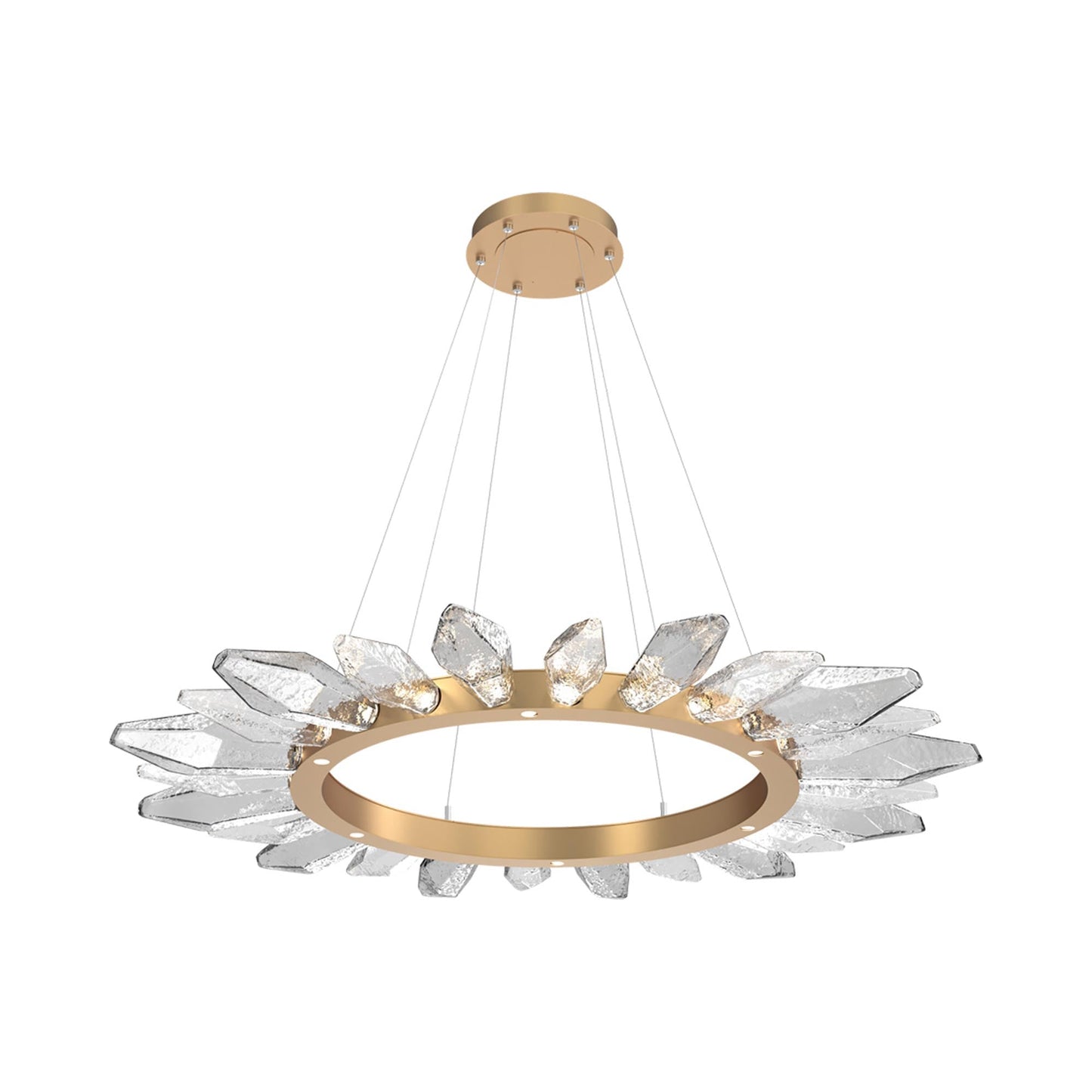 Rock Crystal Radial Ring LED Chandelier in Novel Brass/Clear Blown Glass (56.4-Inch).