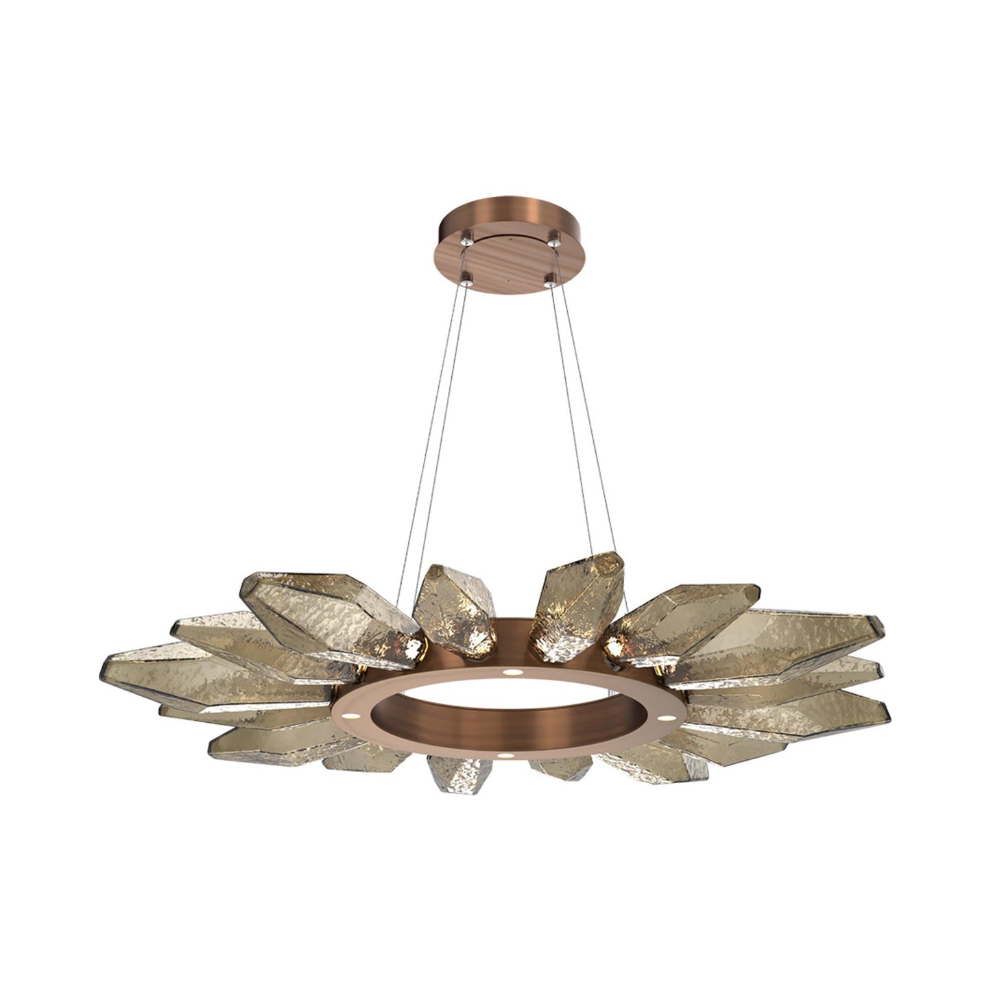 Rock Crystal Radial Ring LED Chandelier in Oil Rubbed Bronze/Bronze Blown Glass (41.9-Inch).