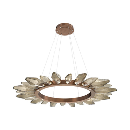 Rock Crystal Radial Ring LED Chandelier in Oil Rubbed Bronze/Bronze Blown Glass (56.4-Inch).