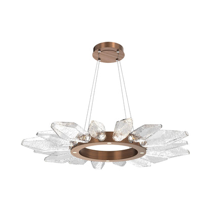 Rock Crystal Radial Ring LED Chandelier in Oil Rubbed Bronze/Clear Blown Glass (41.9-Inch).
