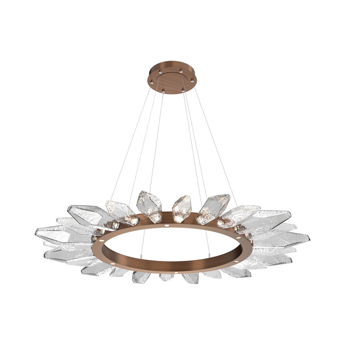 Rock Crystal Radial Ring LED Chandelier in Oil Rubbed Bronze/Clear Blown Glass (56.4-Inch).
