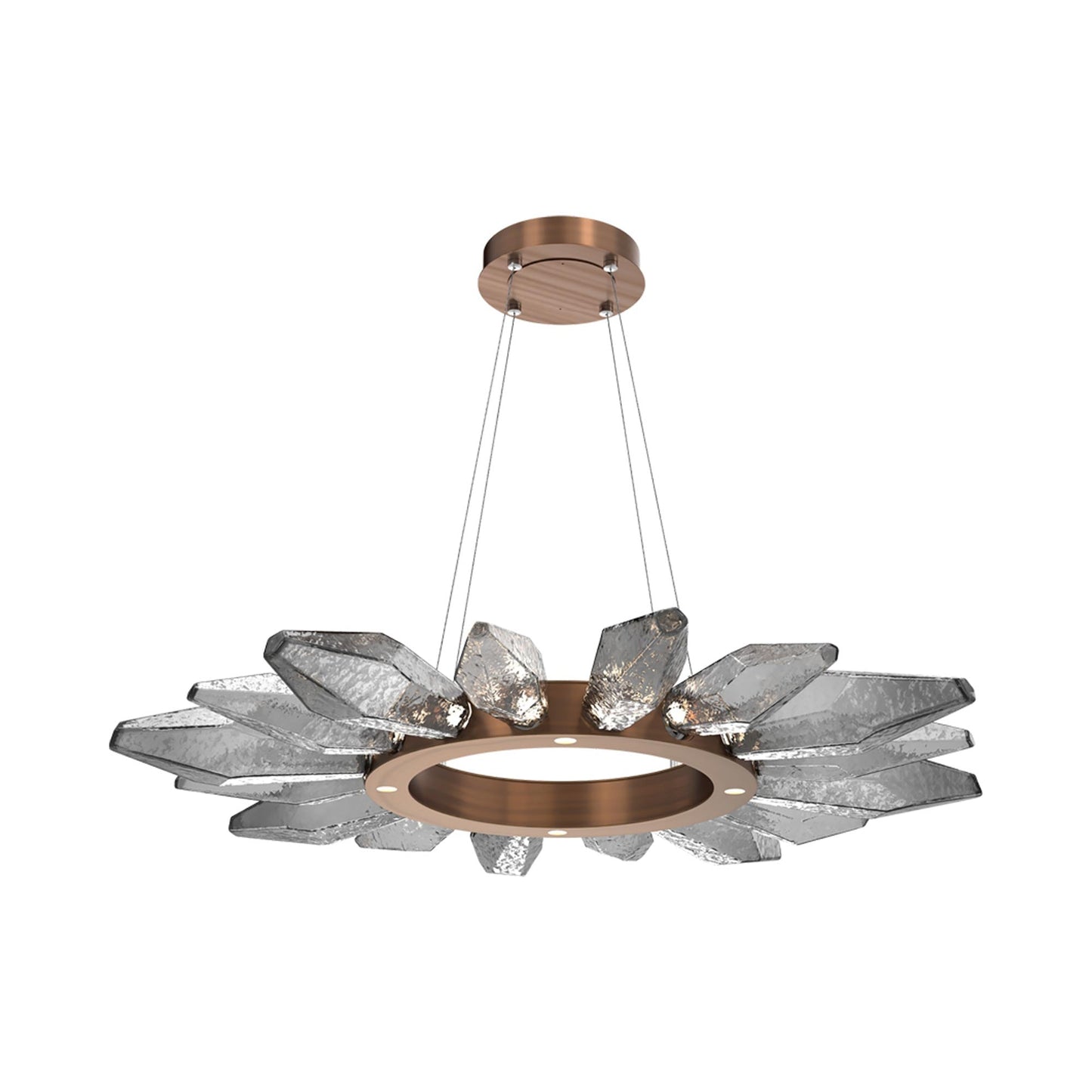 Rock Crystal Radial Ring LED Chandelier in Oil Rubbed Bronze/Smoke Blown Glass (41.9-Inch).