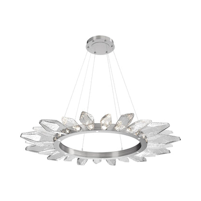 Rock Crystal Radial Ring LED Chandelier in Satin Nickel/Clear Blown Glass (56.4-Inch).