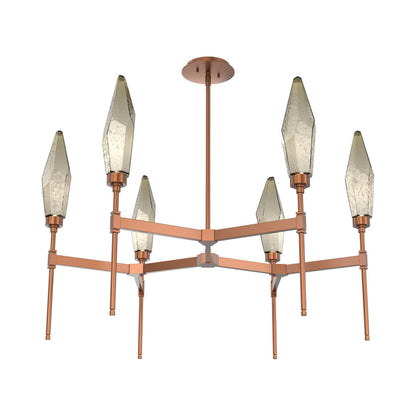 Rock Crystal Round Belvedere LED Chandelier in Burnished Bronze/Bronze Blown Glass.