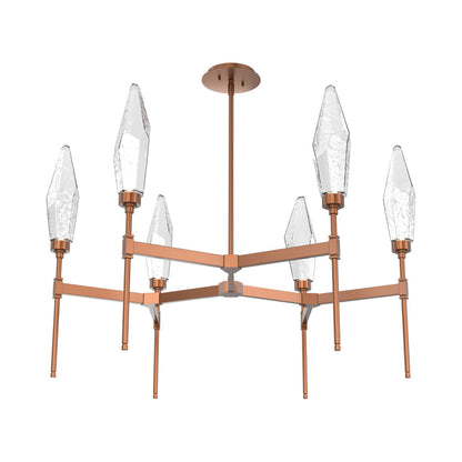 Rock Crystal Round Belvedere LED Chandelier in Burnished Bronze/Clear Blown Glass.