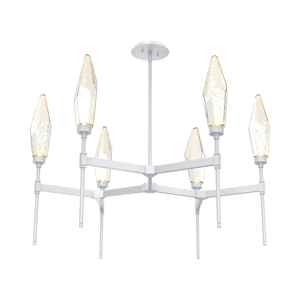 Rock Crystal Round Belvedere LED Chandelier in Classic Silver/Amber Blown Glass.