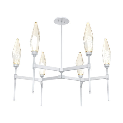 Rock Crystal Round Belvedere LED Chandelier in Classic Silver/Amber Blown Glass.