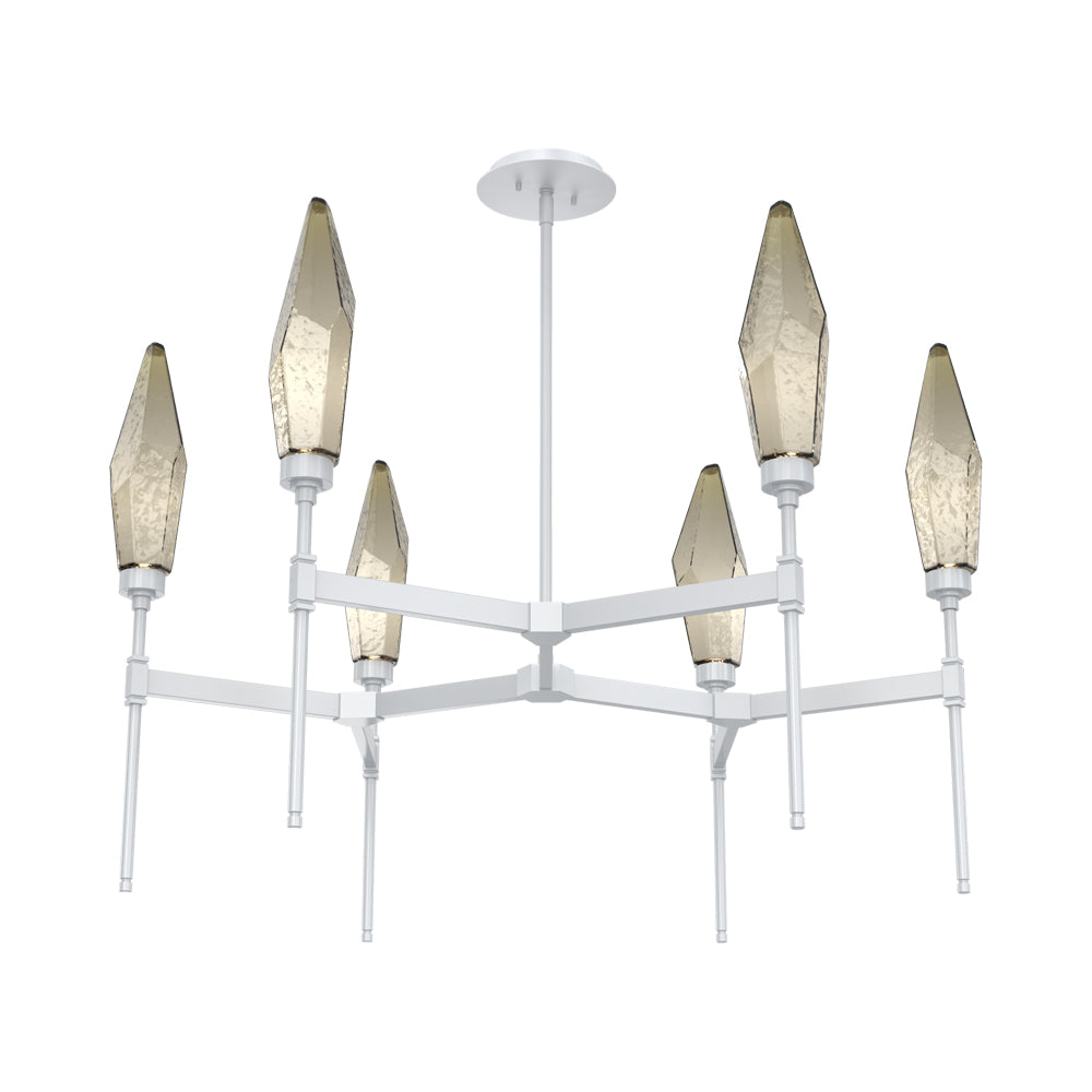 Rock Crystal Round Belvedere LED Chandelier in Classic Silver/Bronze Blown Glass.