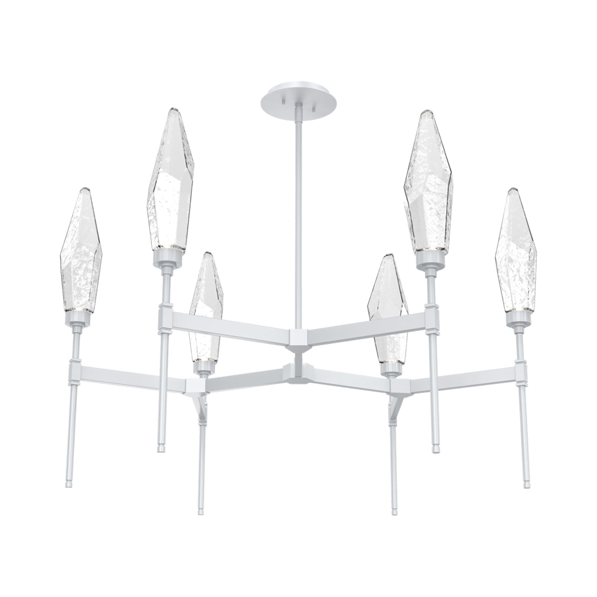 Rock Crystal Round Belvedere LED Chandelier in Classic Silver/Clear Blown Glass.