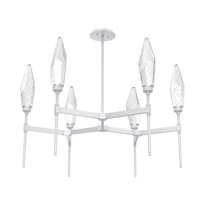 Rock Crystal Round Belvedere LED Chandelier in Classic Silver/Clear Blown Glass.
