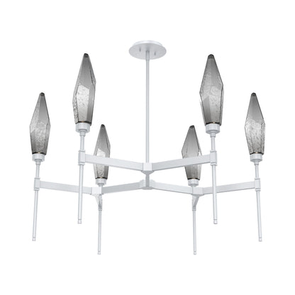 Rock Crystal Round Belvedere LED Chandelier in Classic Silver/Smoke Blown Glass.