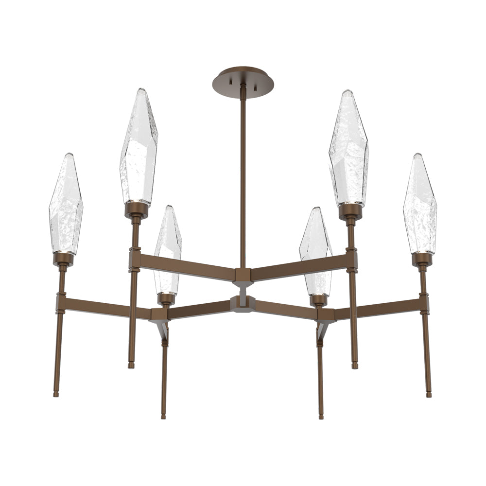 Rock Crystal Round Belvedere LED Chandelier in Flat Bronze/Clear Blown Glass.